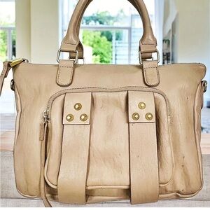 She+Lo Tan Stud Satchel Bag